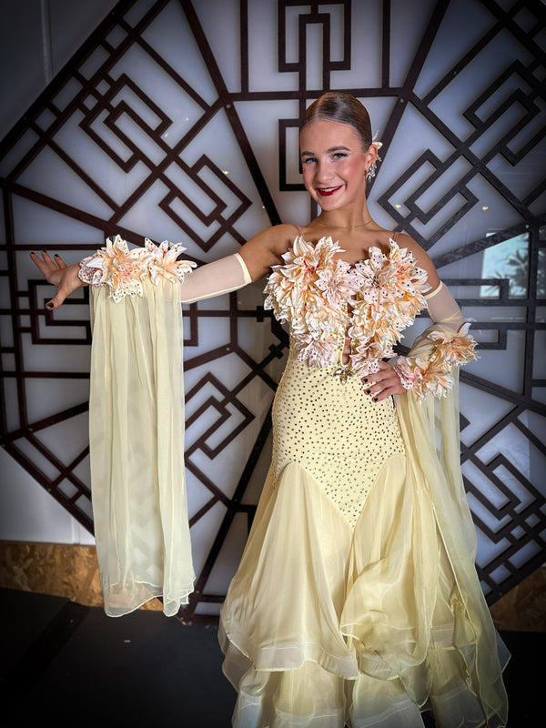 Buttercream - Junior/Adult Competition Ballroom Dance Dress | Janus Fashion