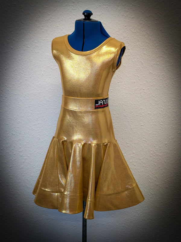 Gold Juvenile Latin Dance Competition Dress | Janus Fashion