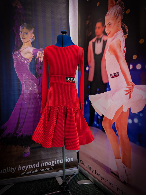 Red - Juvenile Latin Dance Competition Dress | Janus Fashion