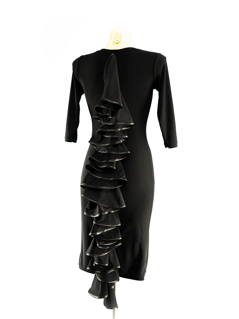 Ruffles Black Latin Practice Dress | Janus Fashion