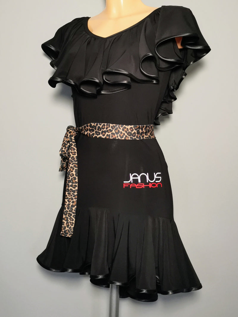 Latin Junior/Adult Practice Dress with Leopard belt | Janus Fashion