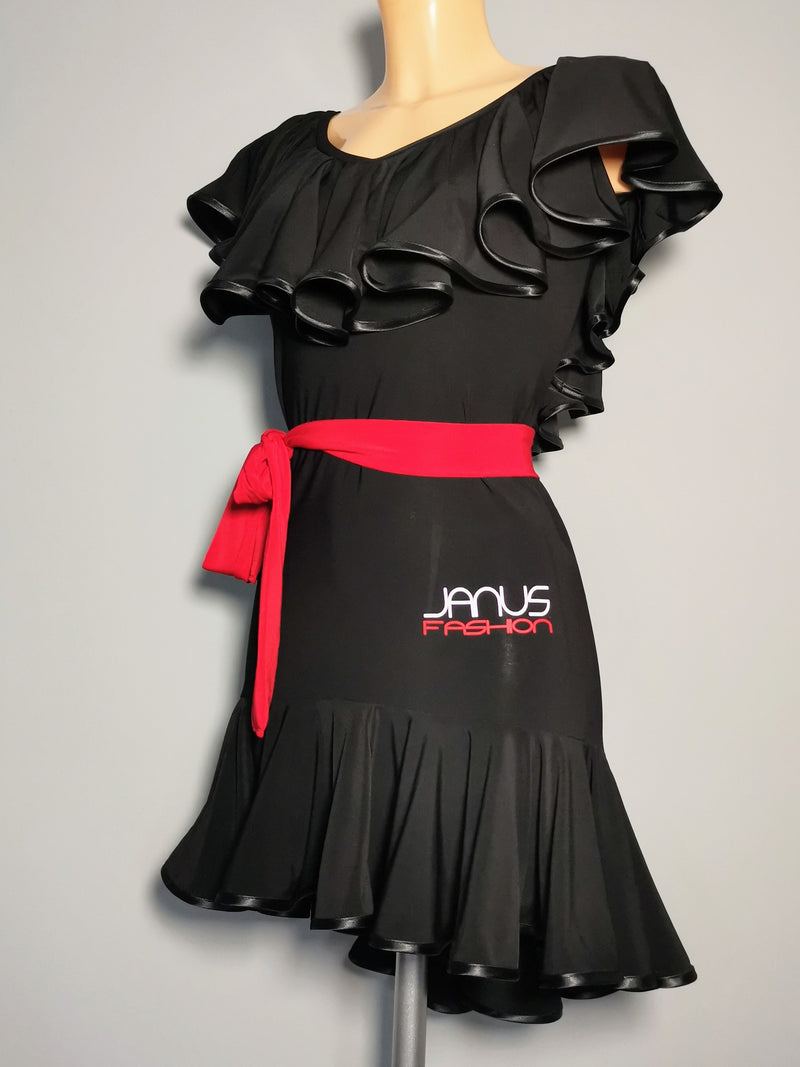 Latin Junior/Adult Practice Dress with Red belt | Janus Fashion