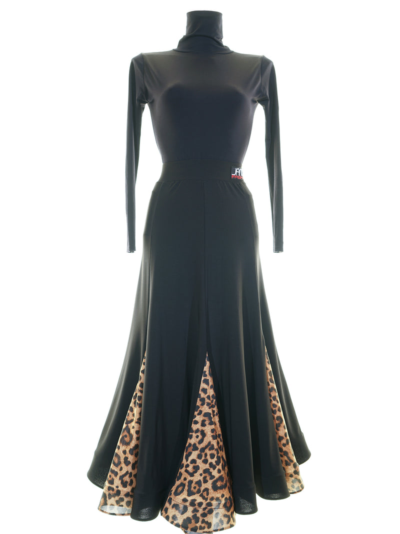 Leopard Black Junior/Adult Practice Ballroom Skirt | Janus Fashion