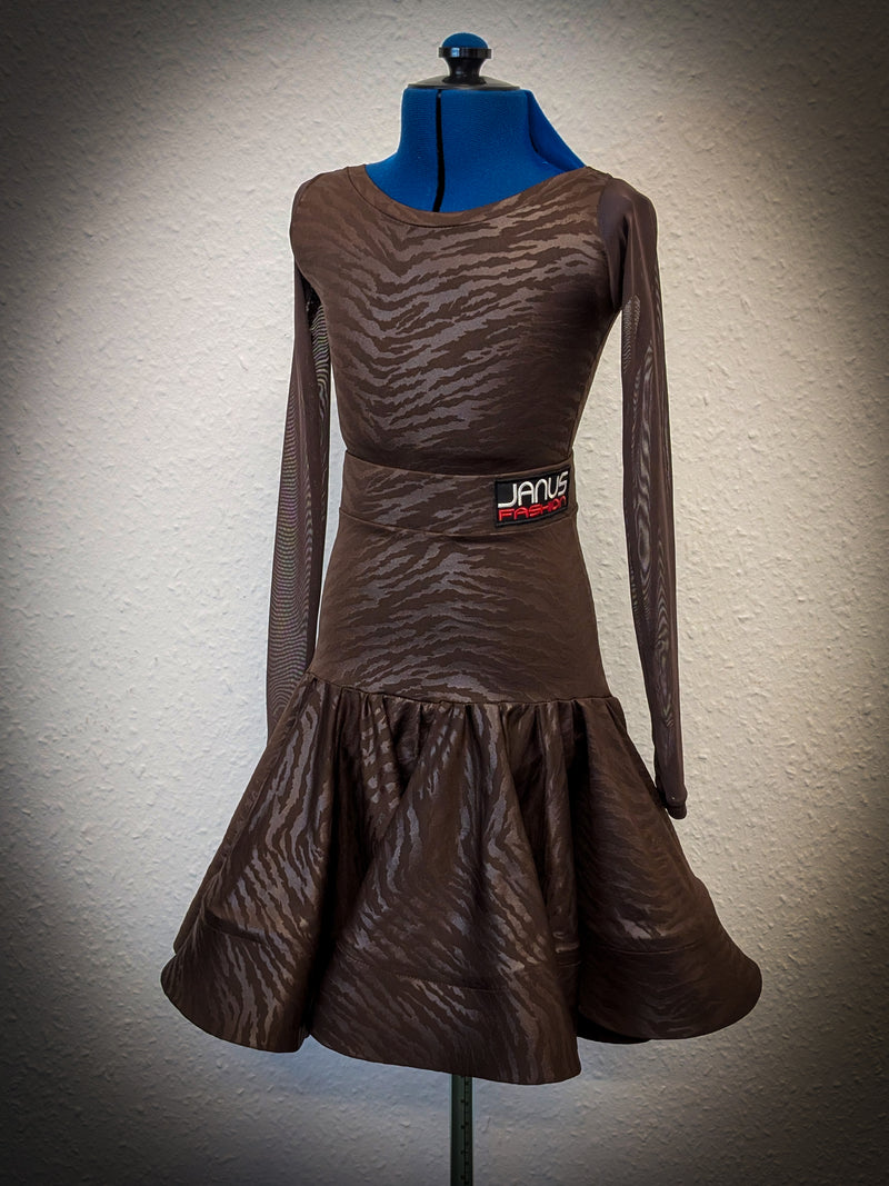 Chocolate Juvenile Latin Dance Competition Dress | Janus Fashion