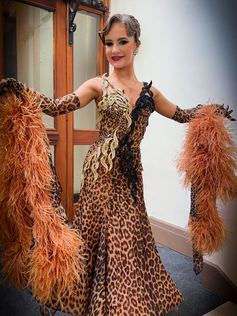 Leopard Competition Ballroom Dance Dress - Ex-sponsor