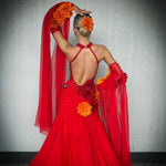 Red - Junior/Adult Competition Ballroom Dance Dress | Janus Fashion