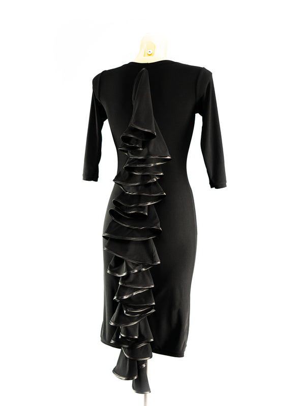 Ruffles Black Latin Practice Dress | Janus Fashion