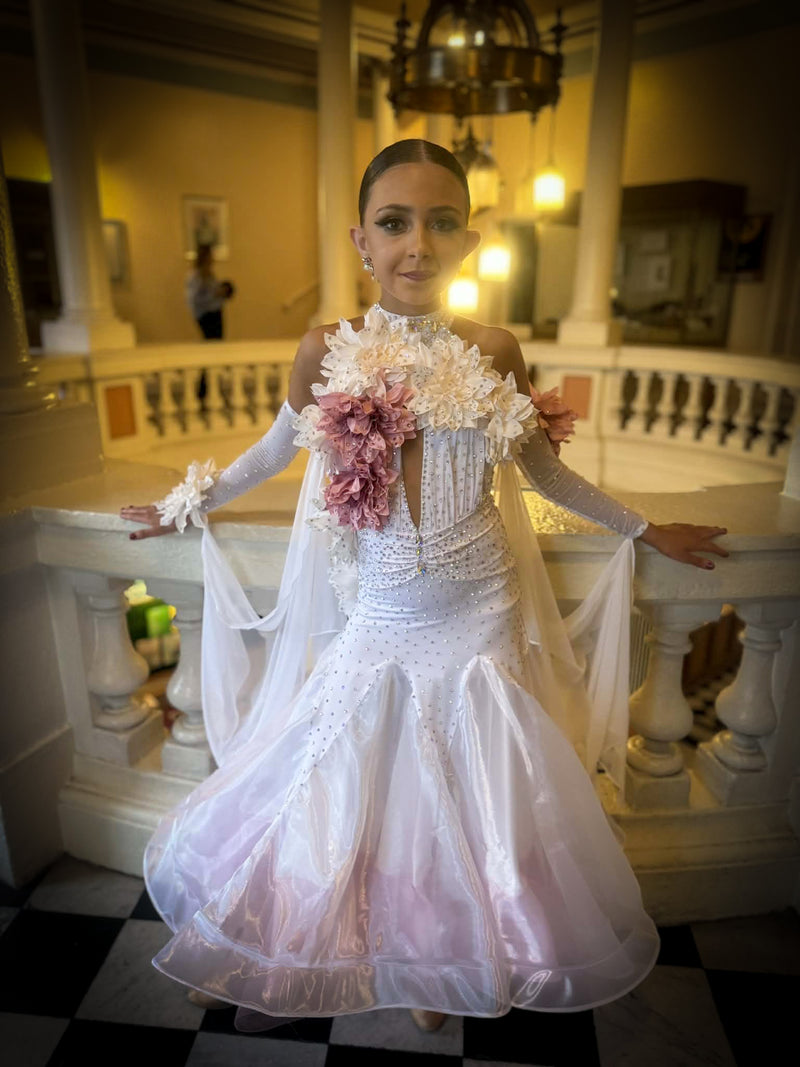 White - Junior/Adult Competition Ballroom Dance Dress | Janus Fashion