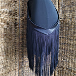 Asymmetrical black skirt with fringe | Janus Fashion
