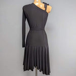 Black Latin practice dress with one sleeve | Janus Fashion