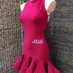 Red Latin Open Back Practice dress | Janus Fashion