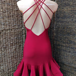 Red Latin Open Back Practice dress | Janus Fashion