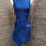 Side Frill Navy Practice Latin Dress | Janus Fashion