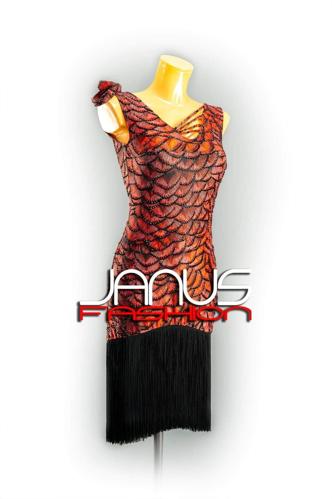 SALE £350 !!!  Latin Dress DRAGON SCALE PRINT LYCRA