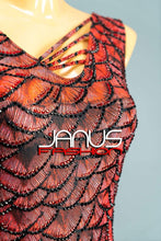 Load image into Gallery viewer, SALE £350 !!!  Latin Dress DRAGON SCALE PRINT LYCRA